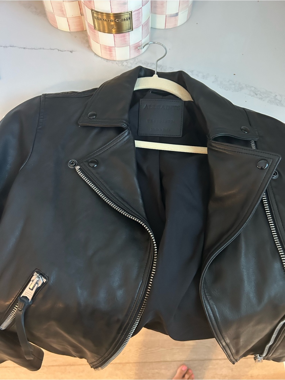 All Saints Black Leather Biker Jacket